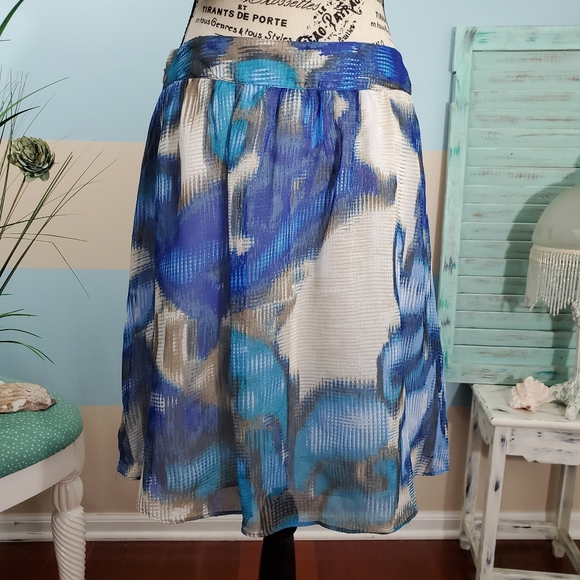 Apostrophe Blue A-line Skirt - Picture 4 of 7